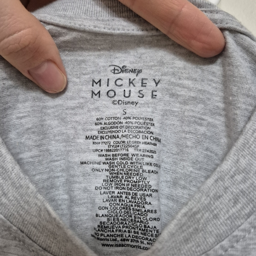 Disney Mickey Mouse Unisex Retroc Classic Grey Graphic Tee – Size Small - Picture 4 of 4